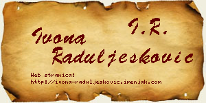 Ivona Raduljesković vizit kartica
